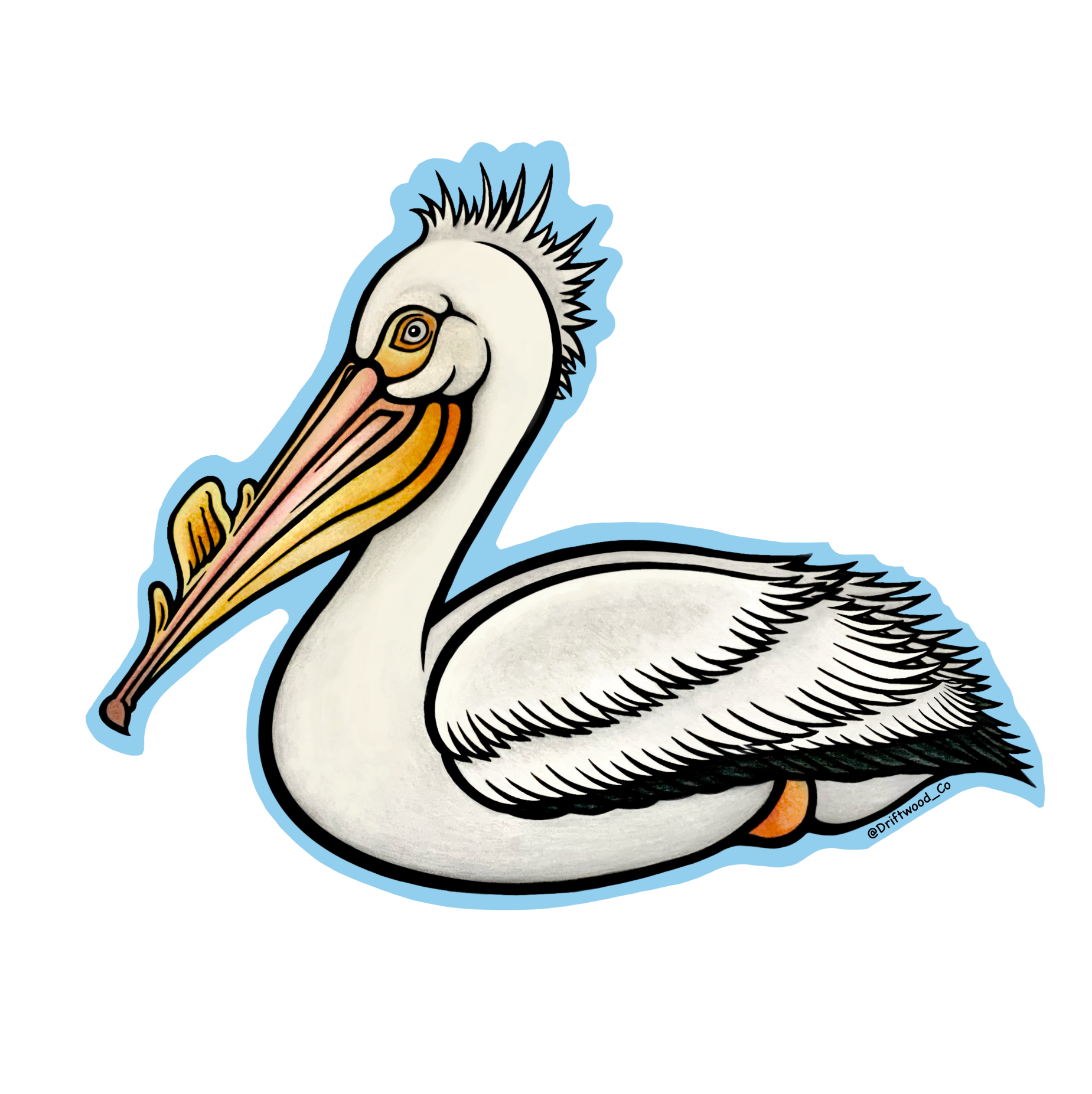 White Pelican Sticker